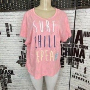 XL Pink Pineapple Print Stitch Beach Graphic Short Sleeve Tee